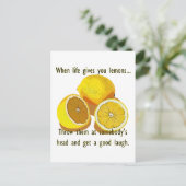 Life Lemons Dark Humor Funny Yellow Fruit Briefkaart (Staand voorkant)
