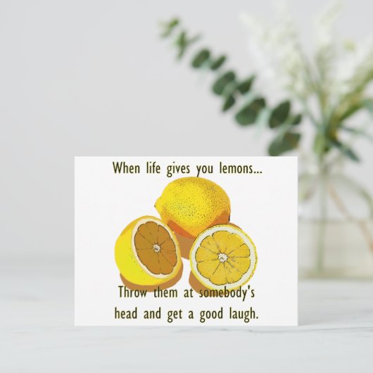 Life Lemons Dark Humor Funny Yellow Fruit Briefkaart (Staand voorkant)
