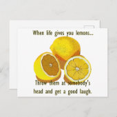 Life Lemons Dark Humor Funny Yellow Fruit Briefkaart (Voorkant / Achterkant)