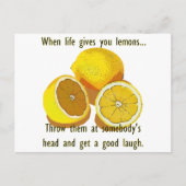 Life Lemons Dark Humor Funny Yellow Fruit Briefkaart (Voorkant)