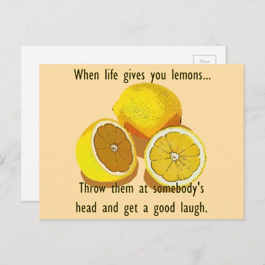 Life Lemons Dark Humor Funny Yellow Fruit Briefkaart (Voorkant / Achterkant)