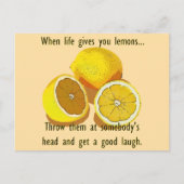 Life Lemons Dark Humor Funny Yellow Fruit Briefkaart (Voorkant)