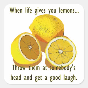 Life Lemons Dark Humor Funny Yellow Fruit Vierkante Sticker