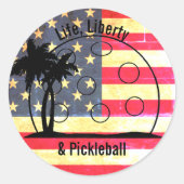 Life Liberty & Pickleball Patriotic Ronde Sticker (Voorkant)