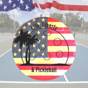 Life Liberty & Pickleball Patriotic Ronde Sticker
