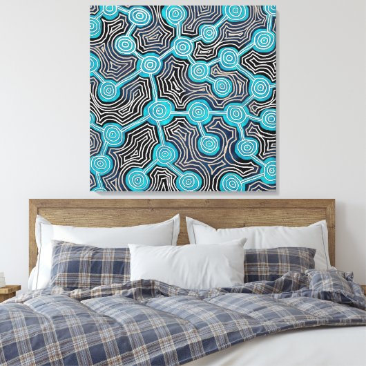 Life Lines Aboriginal style abstract patroon Canvas Afdruk (Insitu (Slaapkamer))