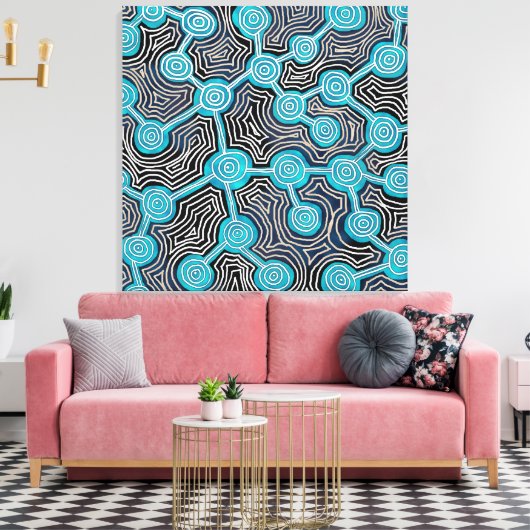 Life Lines Aboriginal style abstract patroon Canvas Afdruk (Insitu (Woonkamer))