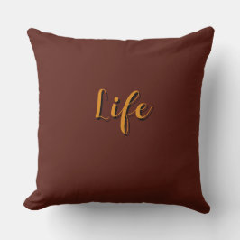 Life Logo Dk Brown Kussen