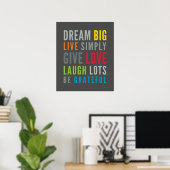 LIFE MANTRA positieve coole typografie heldere kle Poster (Thuiskantoor)