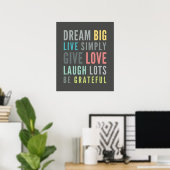 LIFE MANTRA positieve koele typografie pastelkleur Poster (Thuiskantoor)