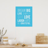 LIFE MANTRA positieve moderne typografie aquablauw Poster (Keuken)