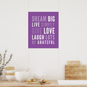 LIFE MANTRA positieve moderne typografie paars Poster (Keuken)