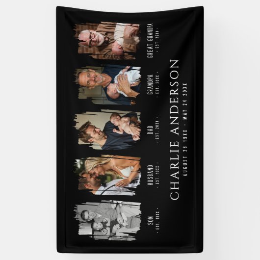 Life Mijlpalen 5-Foto Collage begrafenis / Memoria Spandoek (Verticaal)