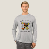 "Life, Modern Art" Sinaasappel, geel, zwarte vorme Tri-Blend Shirt (Voorkant)