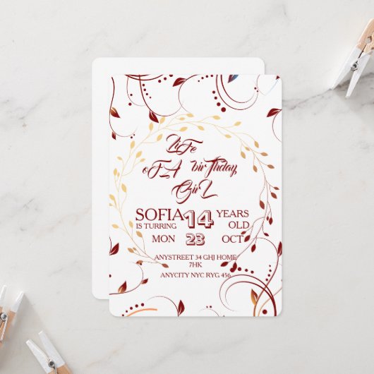 Life of a Birthday, Girl Invitation Digital, Showg Kaart (Voorkant / Achterkant in situ)