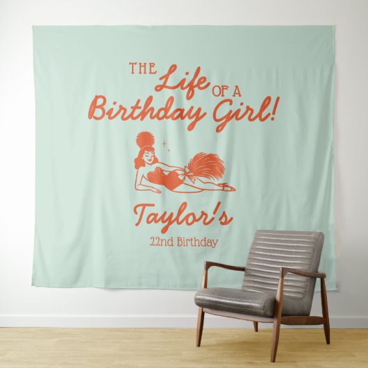 Life of a Birthday Girl Party Backdrop Wandkleed (In Situ (horizontaal))