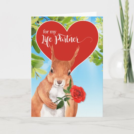 Life Partner on Valentine's Day Funny Squirrel Feestdagen Kaart (Voorkant)
