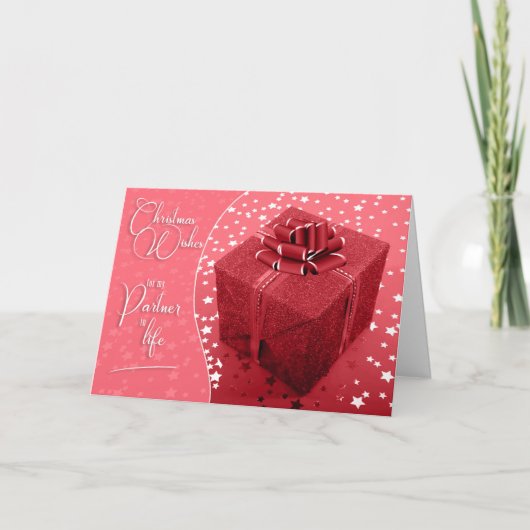 Life Partner Pink en White Kerstcadeau van u Feestdagen Kaart (Voorkant)