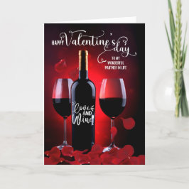 Life Partner Romantic Roos Petals Wine Valentijn Feestdagen Kaart