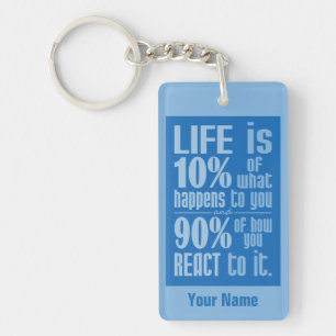 Life QUOTE aangepaste monogram sleutelketen Sleutelhanger