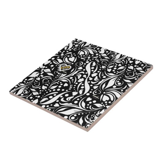 Life Quote Black Ceramic Tegel van Adiela Akoo Tegeltje (Zijkant)