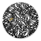 Life Quote Black Paisley Knob van Adiela Akoo Keramische Knop (Voorkant)