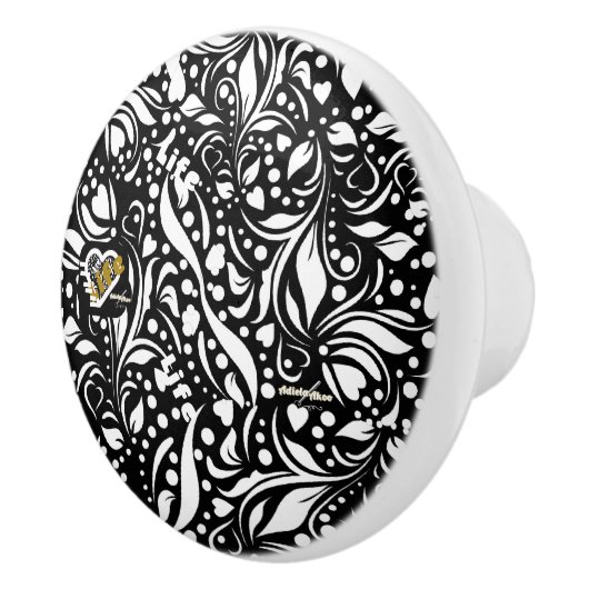 Life Quote Black Paisley Knob van Adiela Akoo Keramische Knop (Rechts)