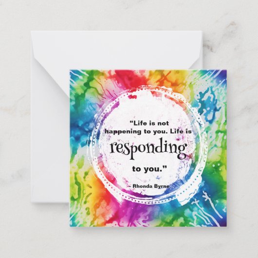 *~ LIFE Quote Tie Dye Inspire AP62 Note Kaart Notitiekaartje (Voorkant)