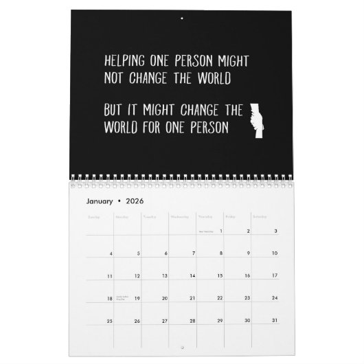 Life Quotes Zwart Wit Minimalist Kalender (Jan 2026)