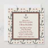 Life Ring Anker Boys Nautisch Baby shower Kaart (Achterkant)