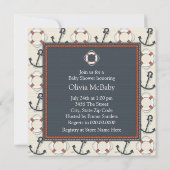 Life Ring Anker Boys Nautisch Baby shower Kaart (Achterkant)