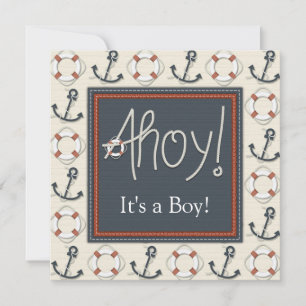 Life Ring Anker Boys Nautisch Baby shower Kaart