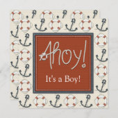 Life Ring Anker Boys Nautisch Baby shower Kaart (Voorkant / Achterkant)