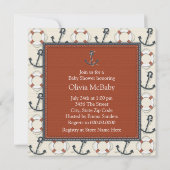 Life Ring Anker Boys Nautisch Baby shower Kaart (Achterkant)