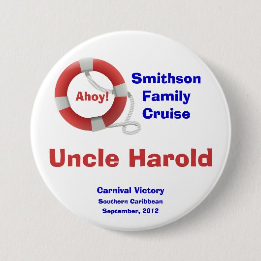 Life Ring Cruise Aangepast naamplaatje Ronde Button 7,6 Cm (Voorkant)