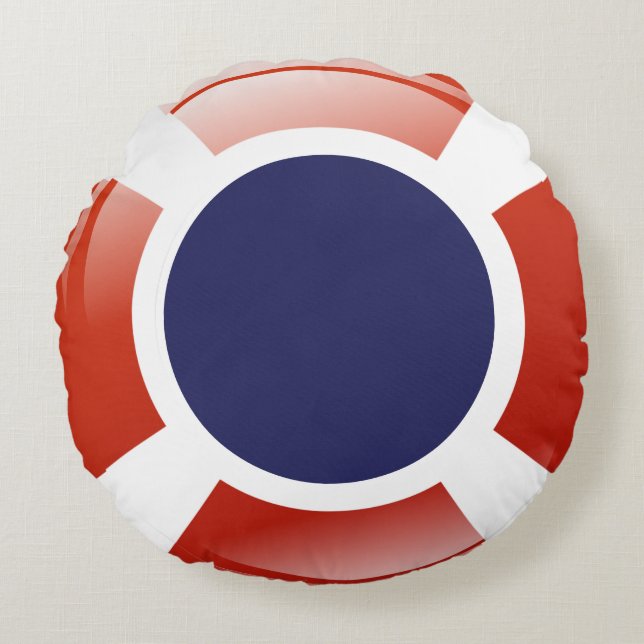 Life Ring Red White Preserver Rond Kussen (Voorkant)