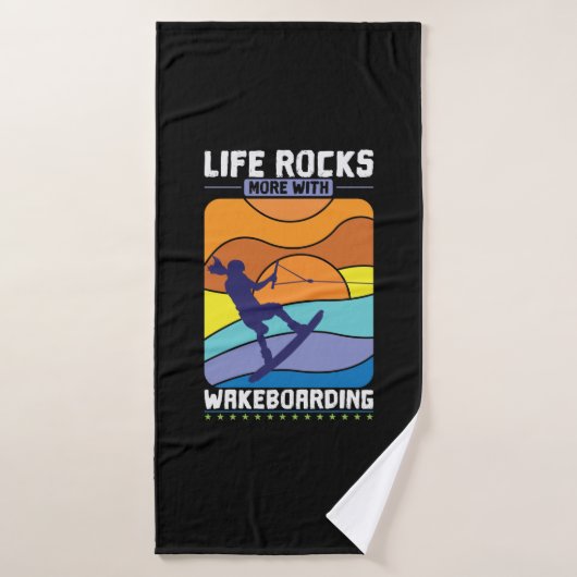 Life Rocks With Wakeboarding Badhanddoek (Badhanddoek)