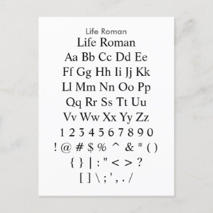 Life Roman - voorbeeldvel voor Zazzle Font Briefkaart