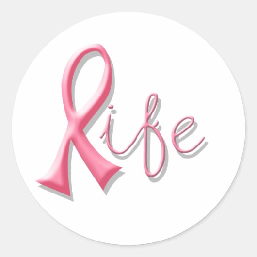 Life roze lint ronde sticker (Voorkant)