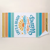 Life’s a Beach Make Some Waves Customizable Strandlaken (Voorkant)
