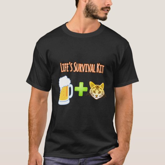 Life S Survival Kit Beer Plus Cats Design T-shirt (Voorkant)