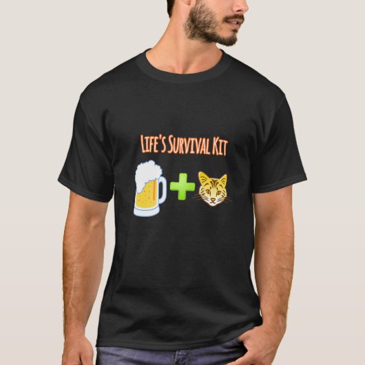 Life S Survival Kit Beer Plus Cats T-shirt (Voorkant)