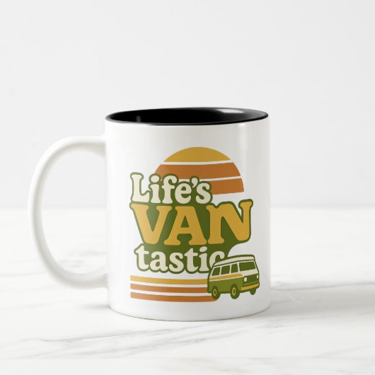 Life’s VANtastic Retro 70s Van Graphic Tweekleurige Koffiemok (Links)