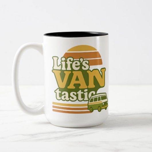 Life’s VANtastic Retro 70s Van Graphic Tweekleurige Koffiemok (Links)