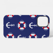 Life Savers & Anchors Nautical Pattern iPhone Hoesje (Achterkant horizontaal)