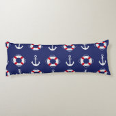 Life Savers & Anchors Nautical Pattern Lichaamskussen (Achterkant)