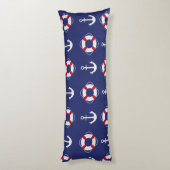 Life Savers & Anchors Nautical Pattern Lichaamskussen (Achterkant (Verticaal))