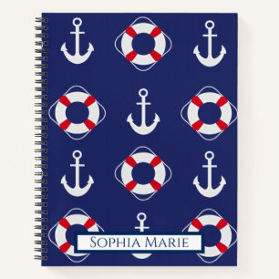 Life Savers & Anchors Nautical Pattern Notitieboek