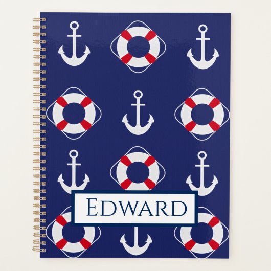 Life Savers & Anchors Nautical Pattern Planner (Voorkant)