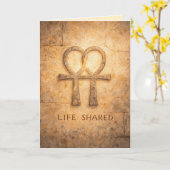 Life Shared Ankh Valentine Egyptian Symbol  Kaart (Gele Bloem)